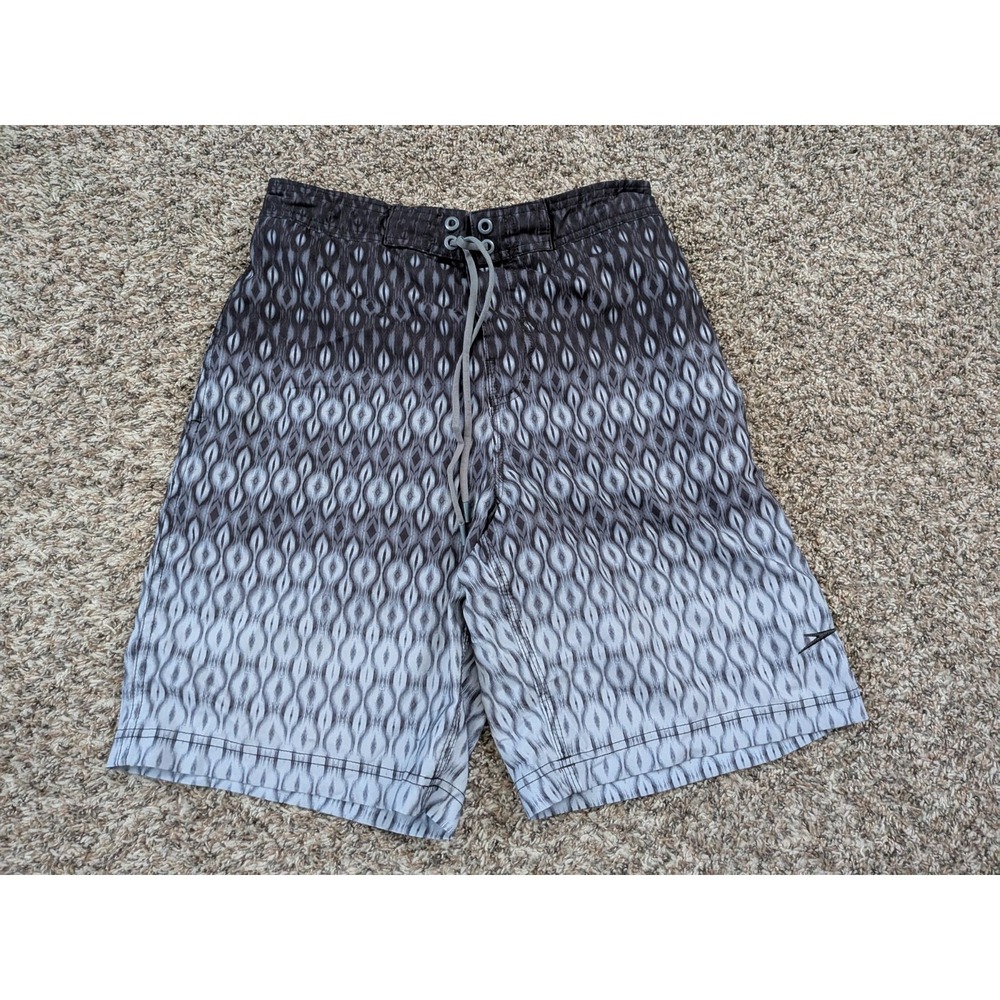 Speedo Swim Trunks‎ Black Gray Abstract Ovals Designs Men's Small